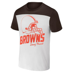Cleveland Browns NFL x Darius Rucker Collection Colorblocked T-Shirt White/Brown - Fanatics