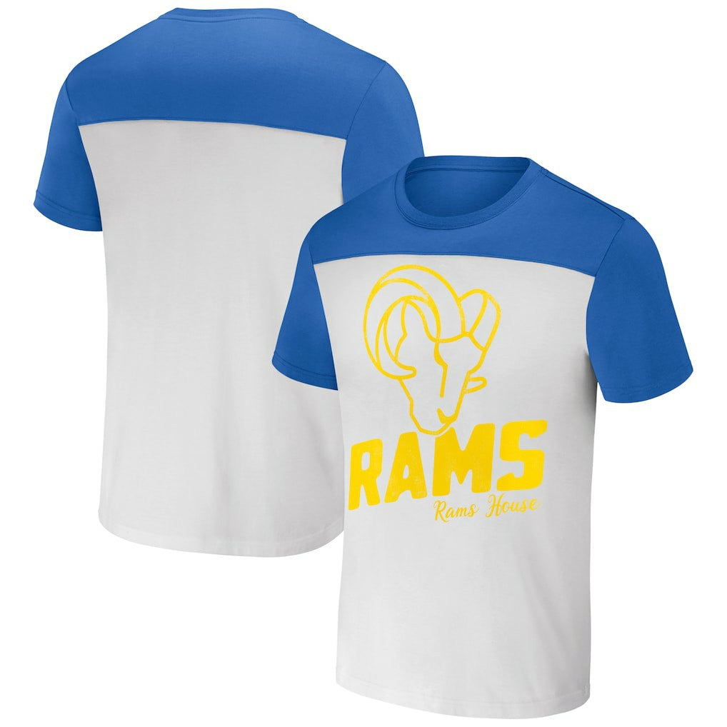 Los Angeles Rams NFL x Darius Rucker Collection Colorblocked T-Shirt White/Royal - Fanatics