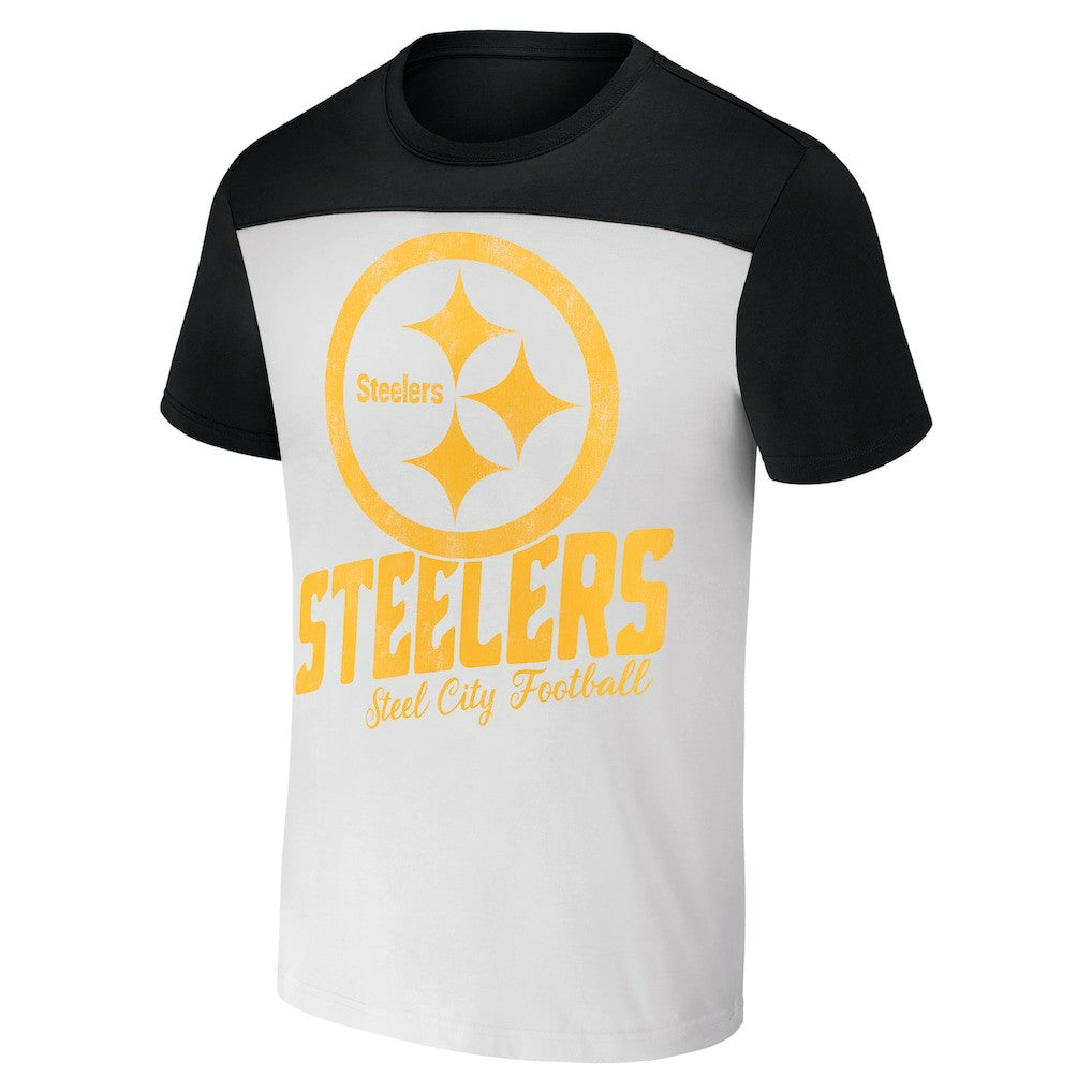 Pittsburgh Steelers NFL x Darius Rucker Collection Colorblocked T-Shirt White/Black - Fanatics