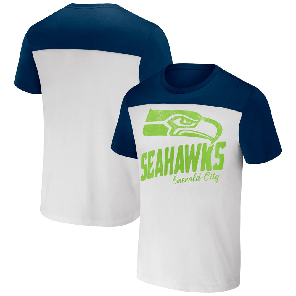 Seattle Seahawks NFL x Darius Rucker Collection Colorblocked T-Shirt White/College Navy - Fanatics