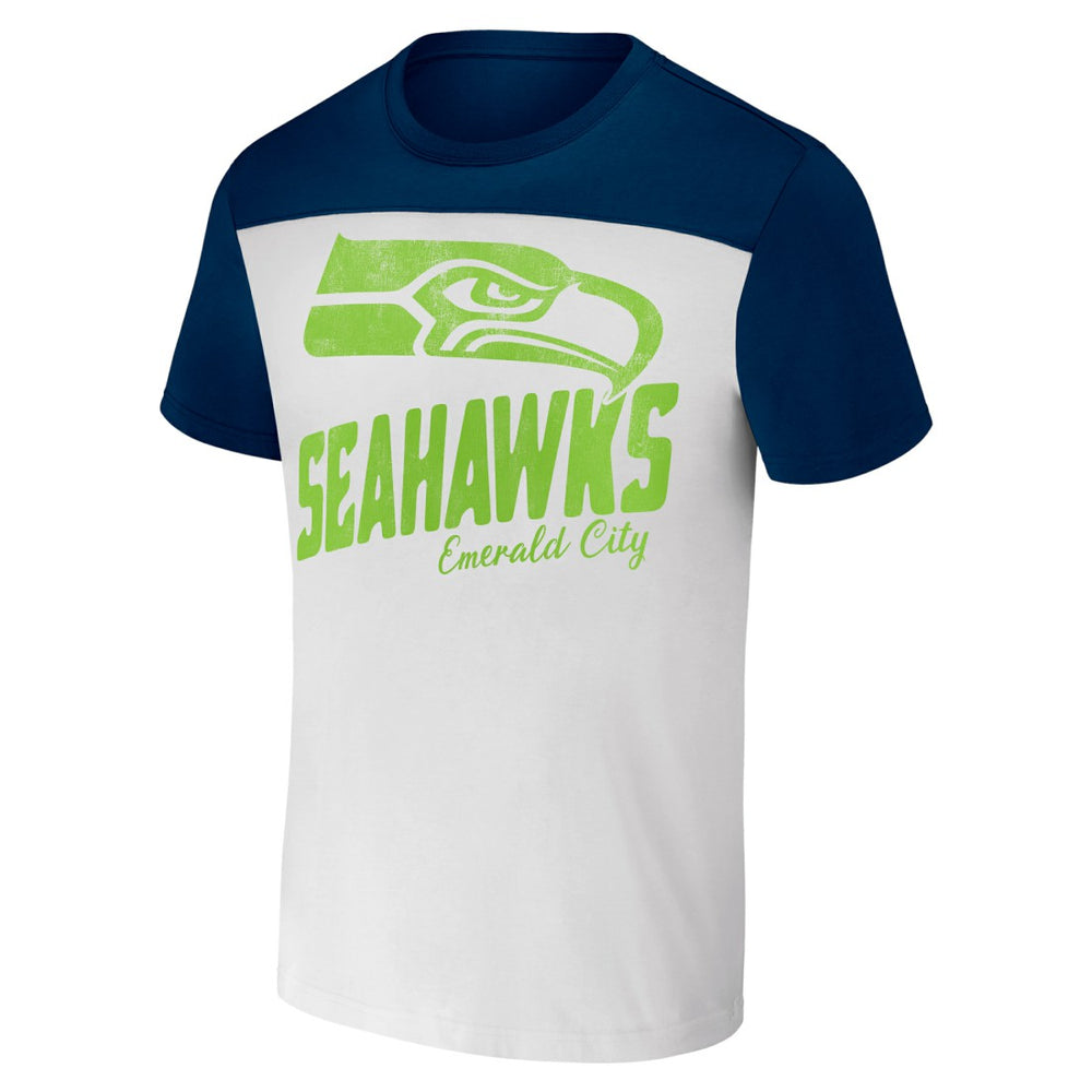 Seattle Seahawks NFL x Darius Rucker Collection Colorblocked T-Shirt White/College Navy - Fanatics