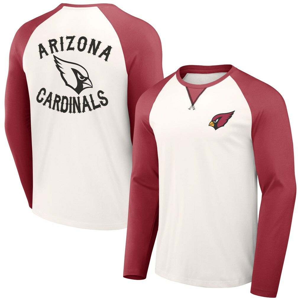 Arizona Cardinals NFL x Darius Rucker Collection Long Sleeve Raglan T-Shirt Cream/Cardinal - Fanatics