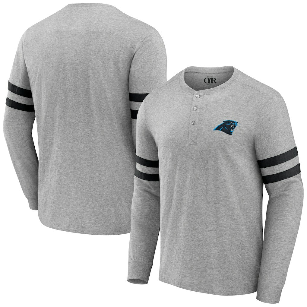 Carolina Panthers NFL x Darius Rucker Collection Henley Long Sleeve T-Shirt Heather Gray - Fanatics