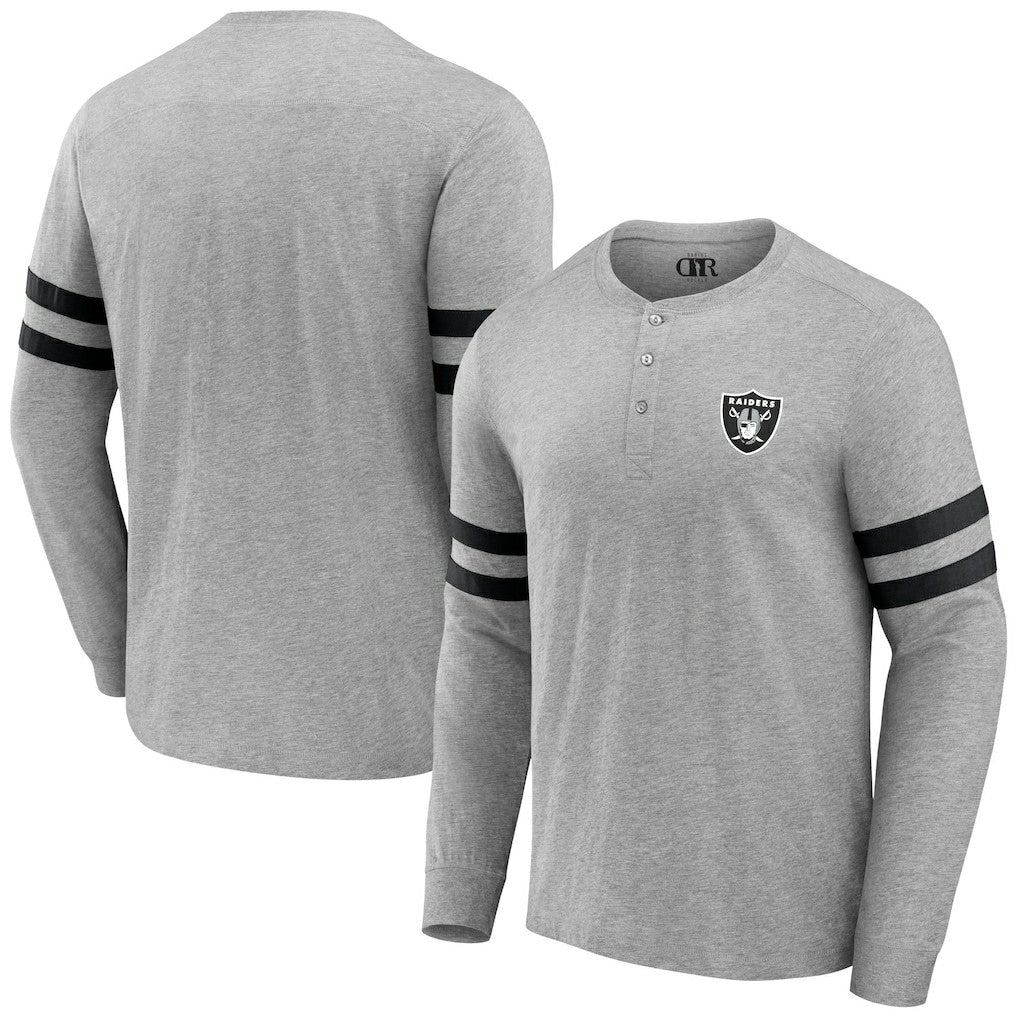 Las Vegas Raiders NFL x Darius Rucker Collection Henley Long Sleeve T-Shirt Heather Gray - Fanatics