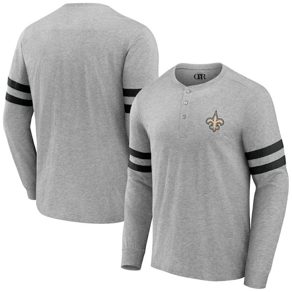 New Orleans Saints NFL x Darius Rucker Collection Henley Long Sleeve T-Shirt Heather Gray - Fanatics