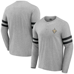 New Orleans Saints NFL x Darius Rucker Collection Henley Long Sleeve T-Shirt Heather Gray - Fanatics