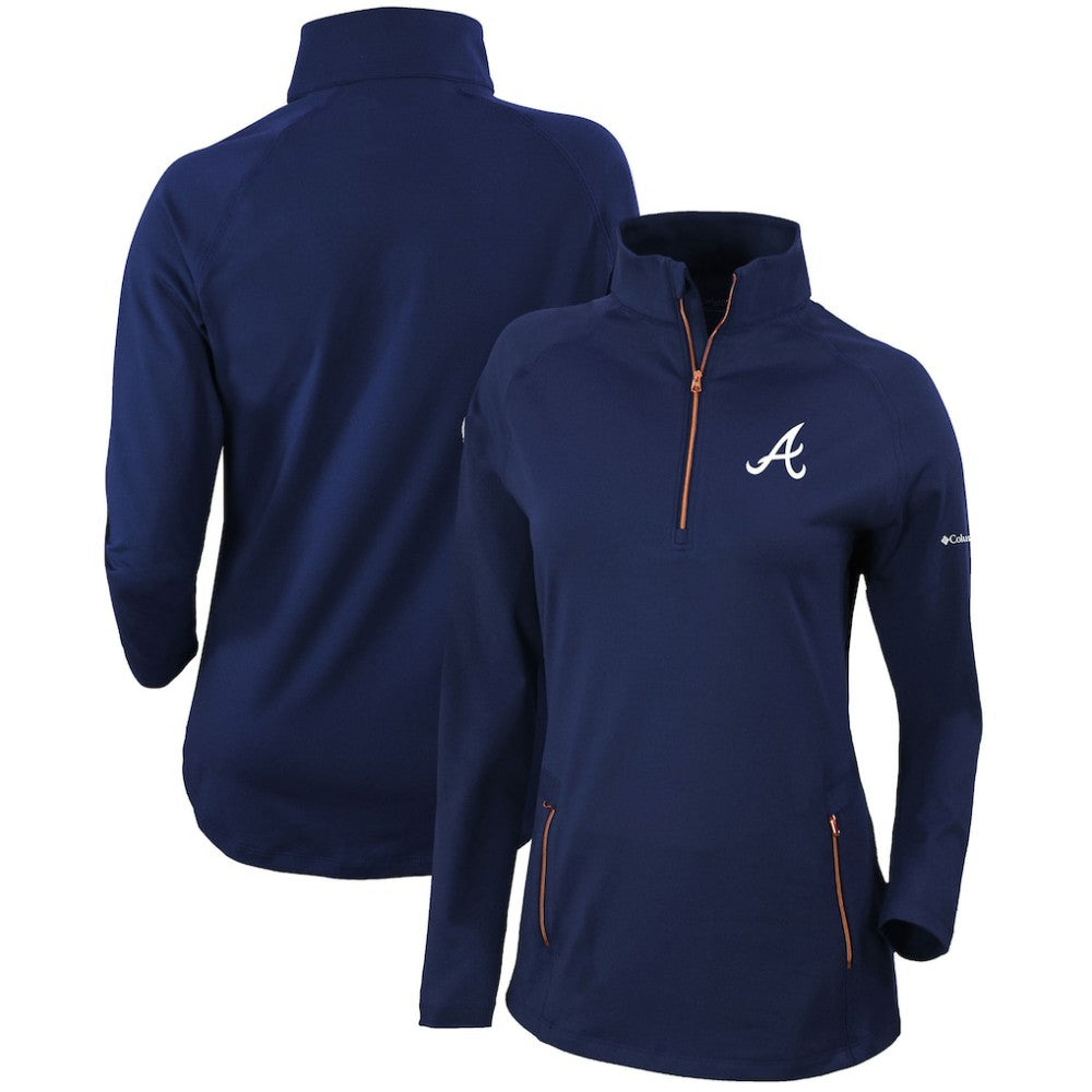Atlanta Braves Columbia Women's Omni-Wick Outward Nine Quarter-Zip Pullover Top On Sale