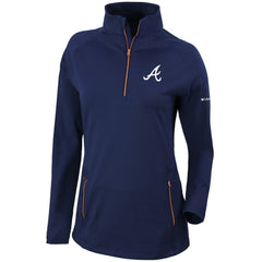 Atlanta Braves Columbia Women's Omni-Wick Outward Nine Quarter-Zip Pullover Top On Sale
