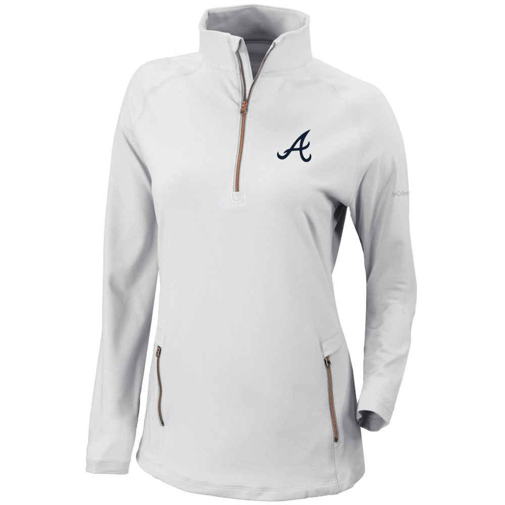 Atlanta Braves Columbia Women's Omni-Wick Outward Nine Quarter-Zip Pullover Top Near Me