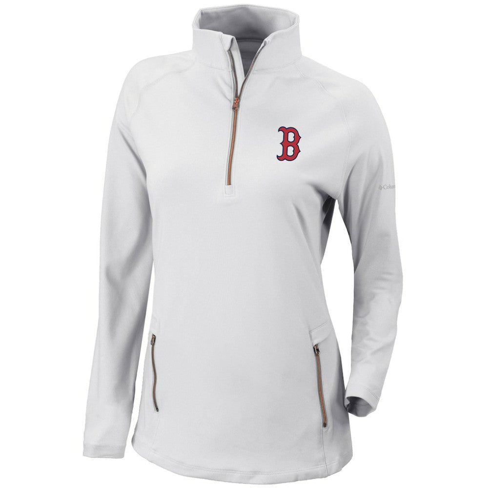 Boston Red Sox Columbia Women's Omni-Wick Outward Nine Quarter-Zip Pullover Top Clearance