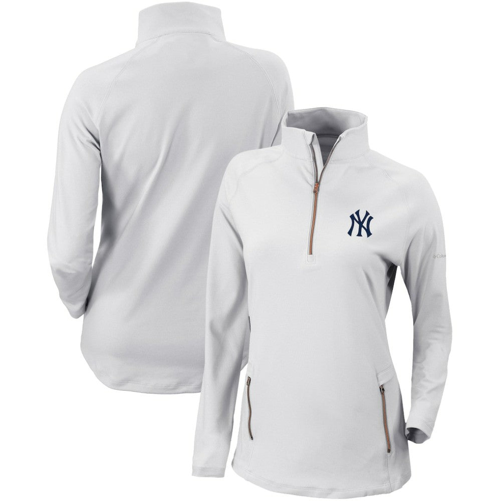 New York Yankees Columbia Women's Omni-Wick Outward Nine Quarter-Zip Pullover Top discount