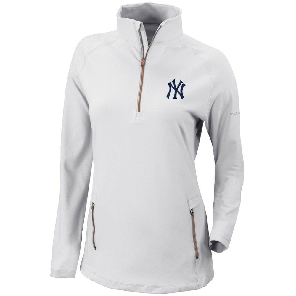 New York Yankees Columbia Women's Omni-Wick Outward Nine Quarter-Zip Pullover Top discount