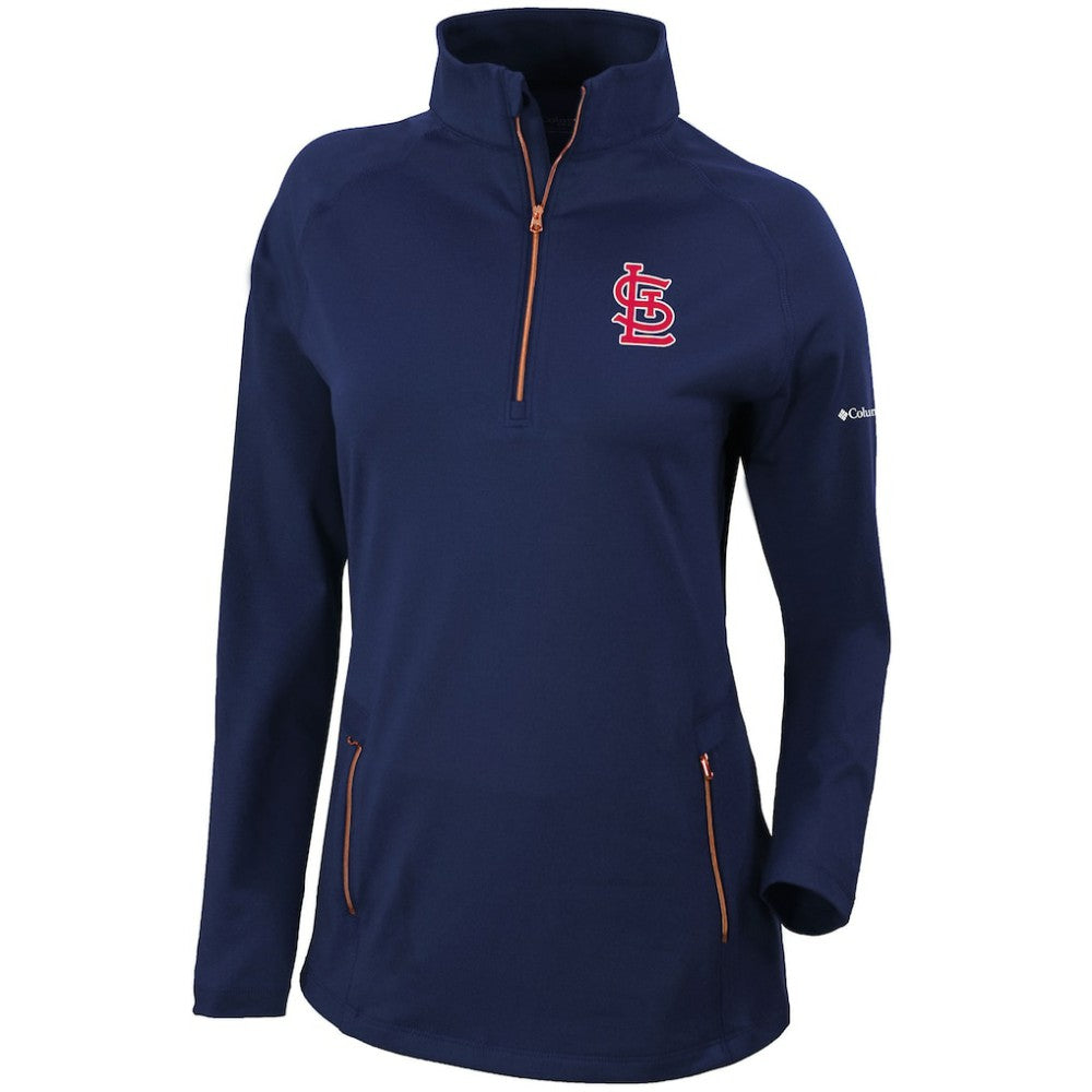 St. Louis Cardinals Columbia Women's Omni-Wick Outward Nine Quarter-Zip Pullover Top On Sale