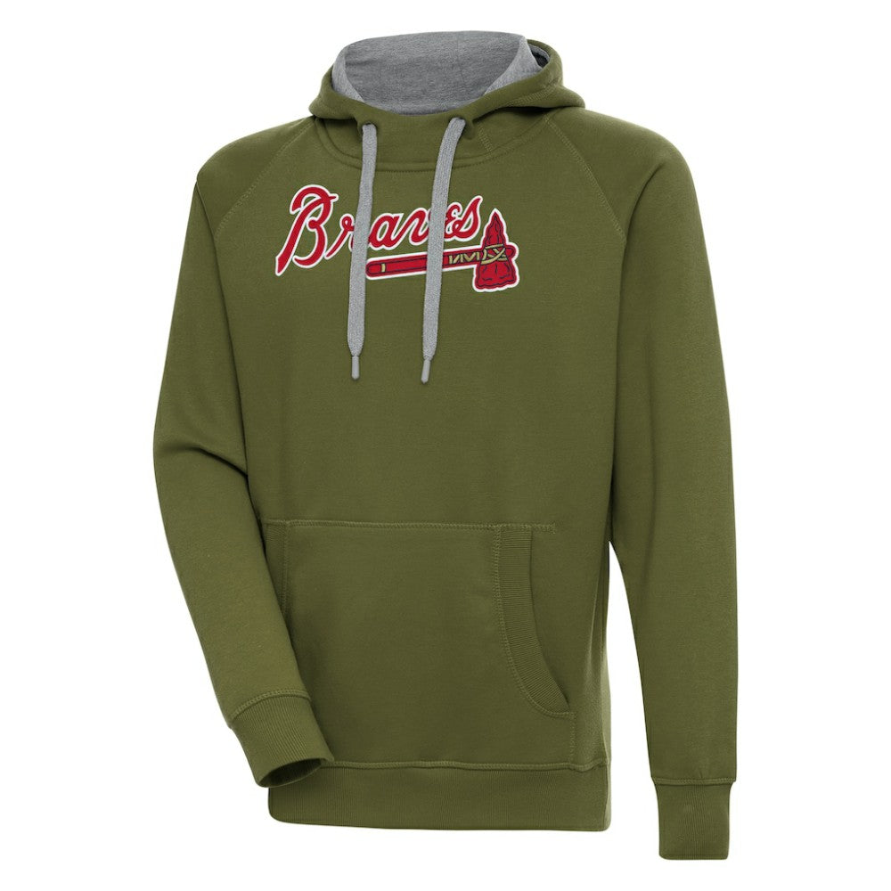 Atlanta Braves Antigua Victory Pullover Hoodie On Sale