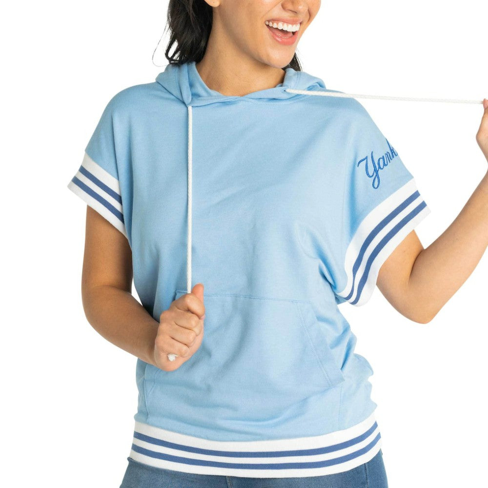 New York Yankees Lusso Women's Mabel Tri-Blend Short Sleeve Pullover Hoodie for sale
