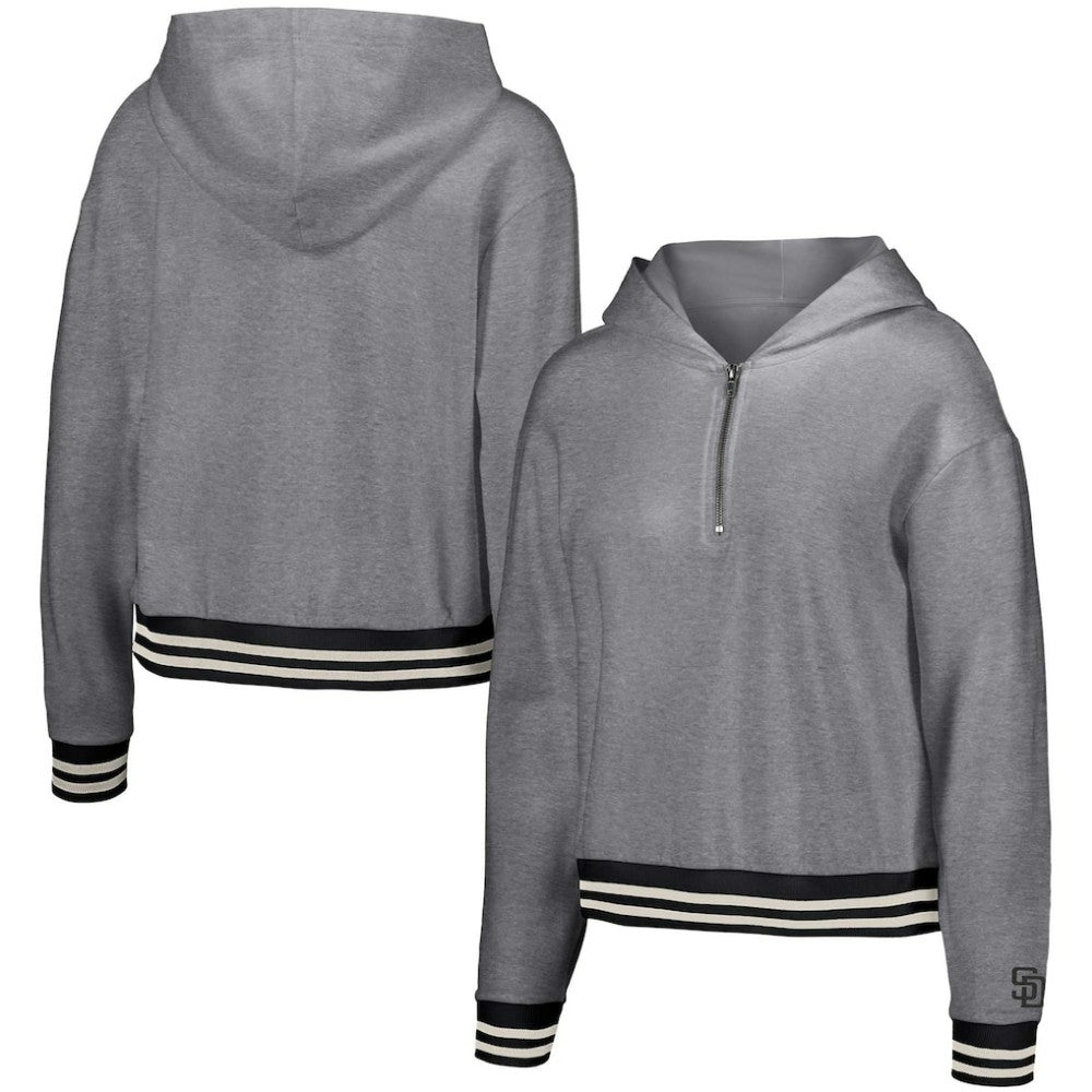 San Diego Padres Lusso Women's Magnolia Tri-Blend Quarter-Zip Hoodie Clearance