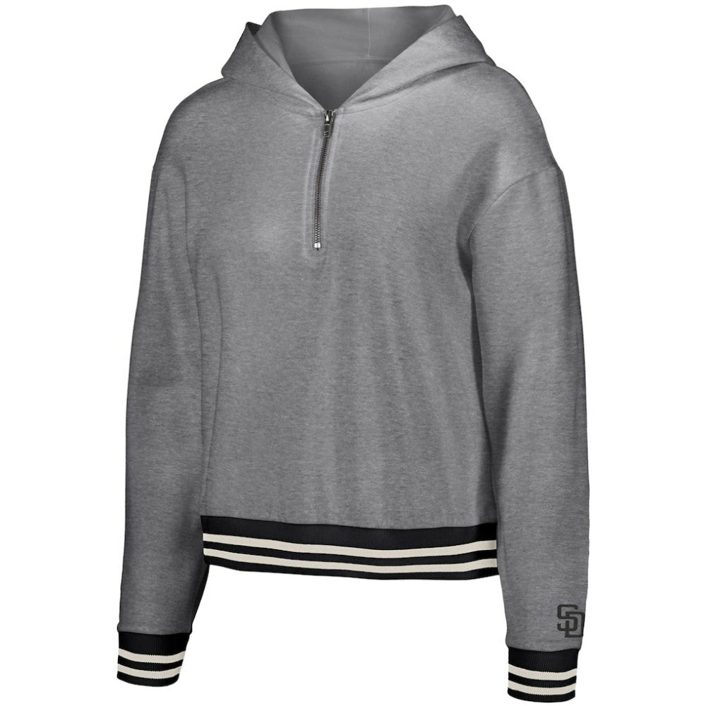 San Diego Padres Lusso Women's Magnolia Tri-Blend Quarter-Zip Hoodie Clearance