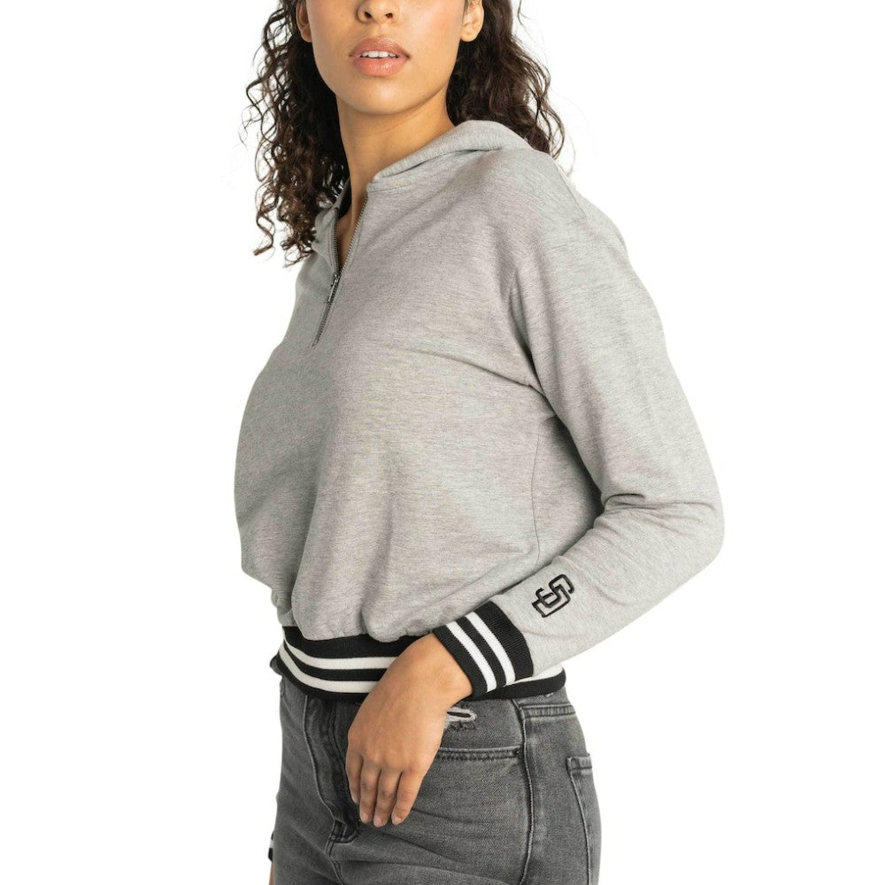 San Diego Padres Lusso Women's Magnolia Tri-Blend Quarter-Zip Hoodie Clearance