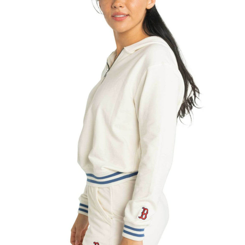 Boston Red Sox Lusso Women's Magnolia Tri-Blend Quarter-Zip Hoodie Lifestyle