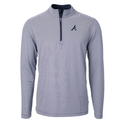 Atlanta Braves Cutter & Buck Virtue Eco Pique Micro Stripe Recycled Quarter-Zip Pullover Top discount