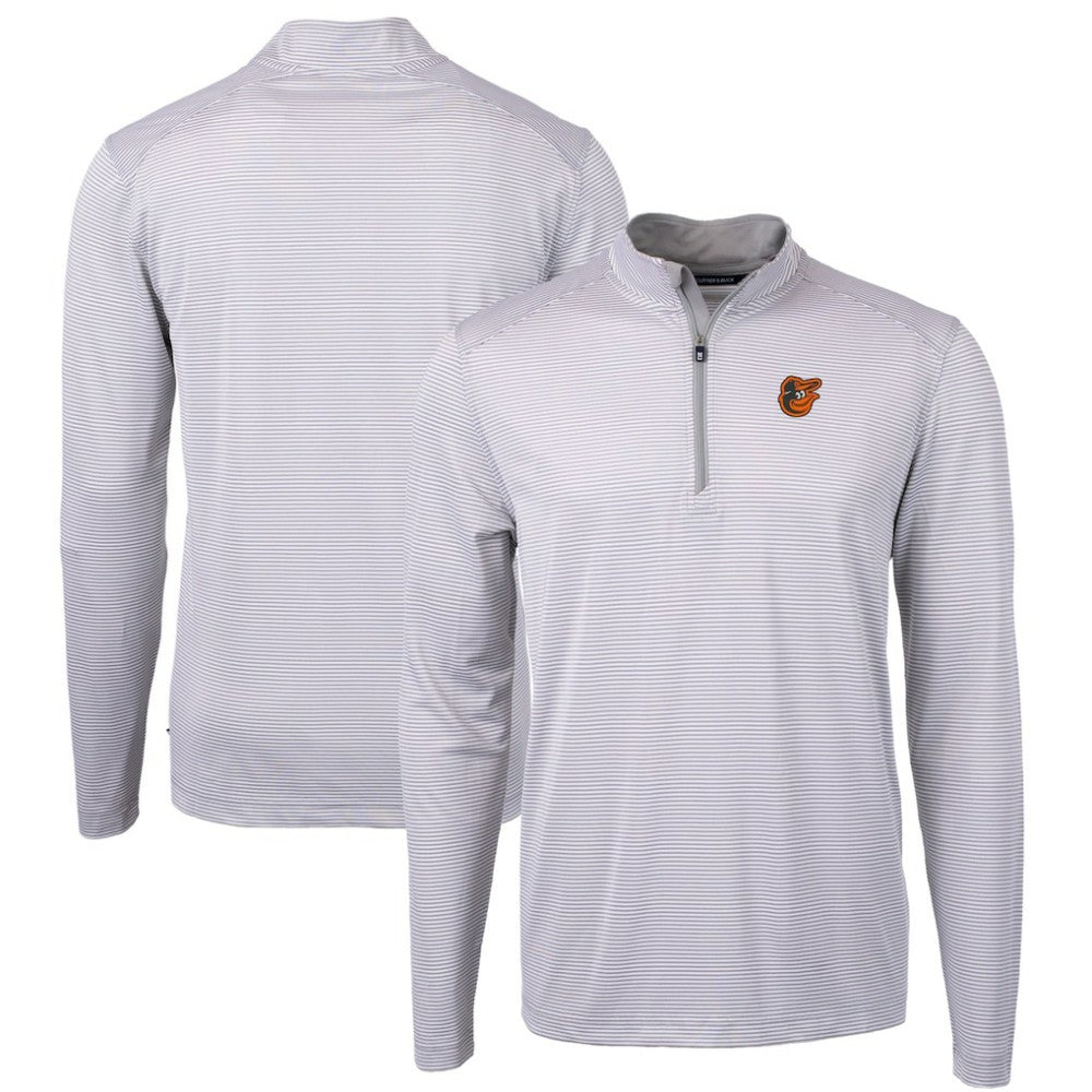 Baltimore Orioles Cutter & Buck Virtue Eco Pique Micro Stripe Recycled Quarter-Zip Pullover Top for sale