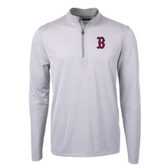 Boston Red Sox Cutter & Buck Virtue Eco Pique Micro Stripe Recycled Quarter-Zip Pullover Top Sale