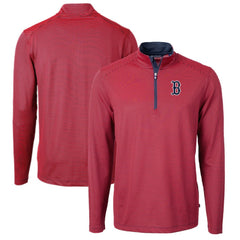 Boston Red Sox Cutter & Buck Virtue Eco Pique Micro Stripe Recycled Quarter-Zip Pullover Top Near Me