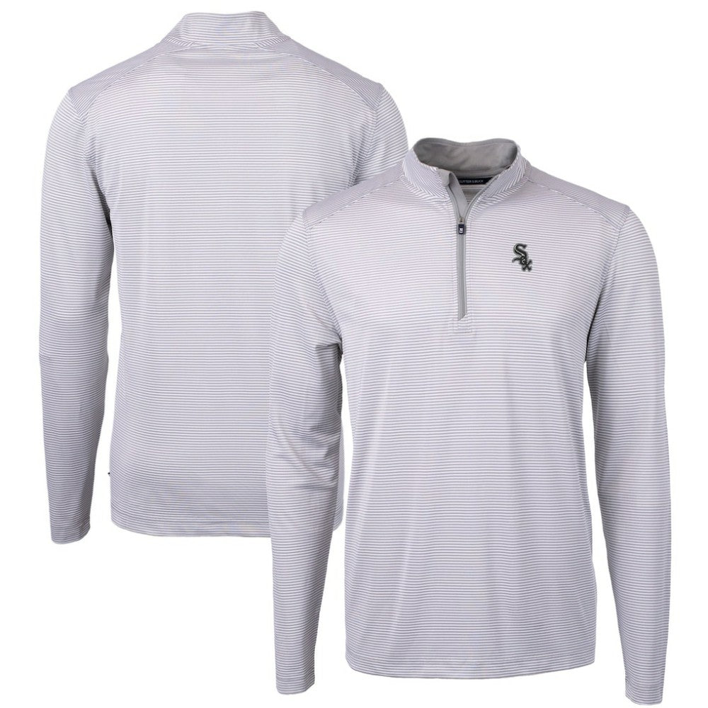Chicago White Sox Cutter & Buck Virtue Eco Pique Micro Stripe Recycled Quarter-Zip Pullover Top discount