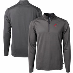 Cincinnati Reds Cutter & Buck Virtue Eco Pique Micro Stripe Recycled Quarter-Zip Pullover Top Clearance