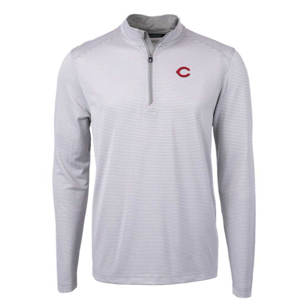 Cincinnati Reds Cutter & Buck Virtue Eco Pique Micro Stripe Recycled Quarter-Zip Pullover Top Sale