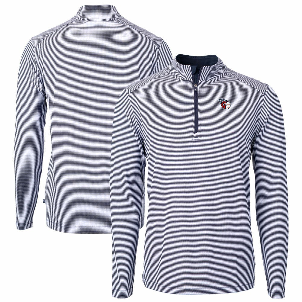 Cleveland Guardians Cutter & Buck Virtue Eco Pique Micro Stripe Recycled Quarter-Zip Pullover Top discount