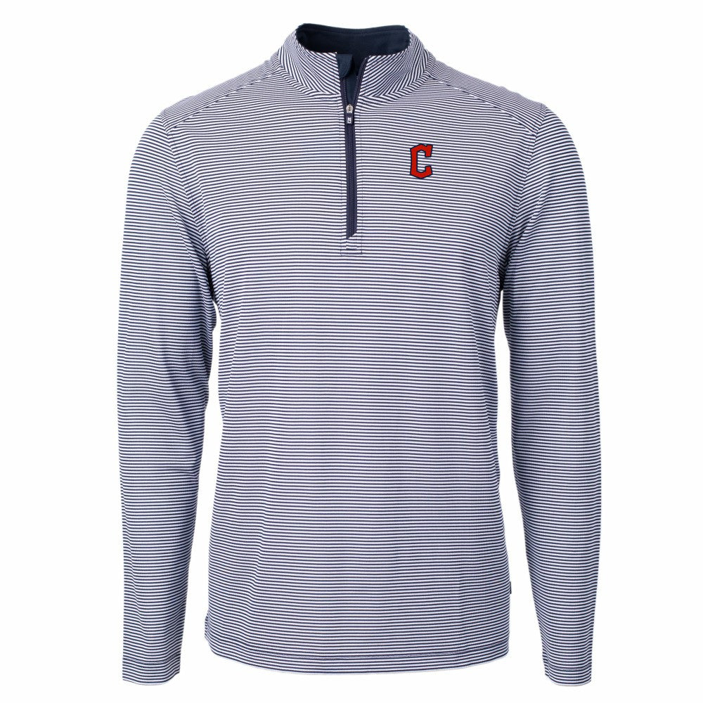Cleveland Guardians Cutter & Buck Virtue Eco Pique Micro Stripe Recycled Quarter-Zip Pullover Top Near Me