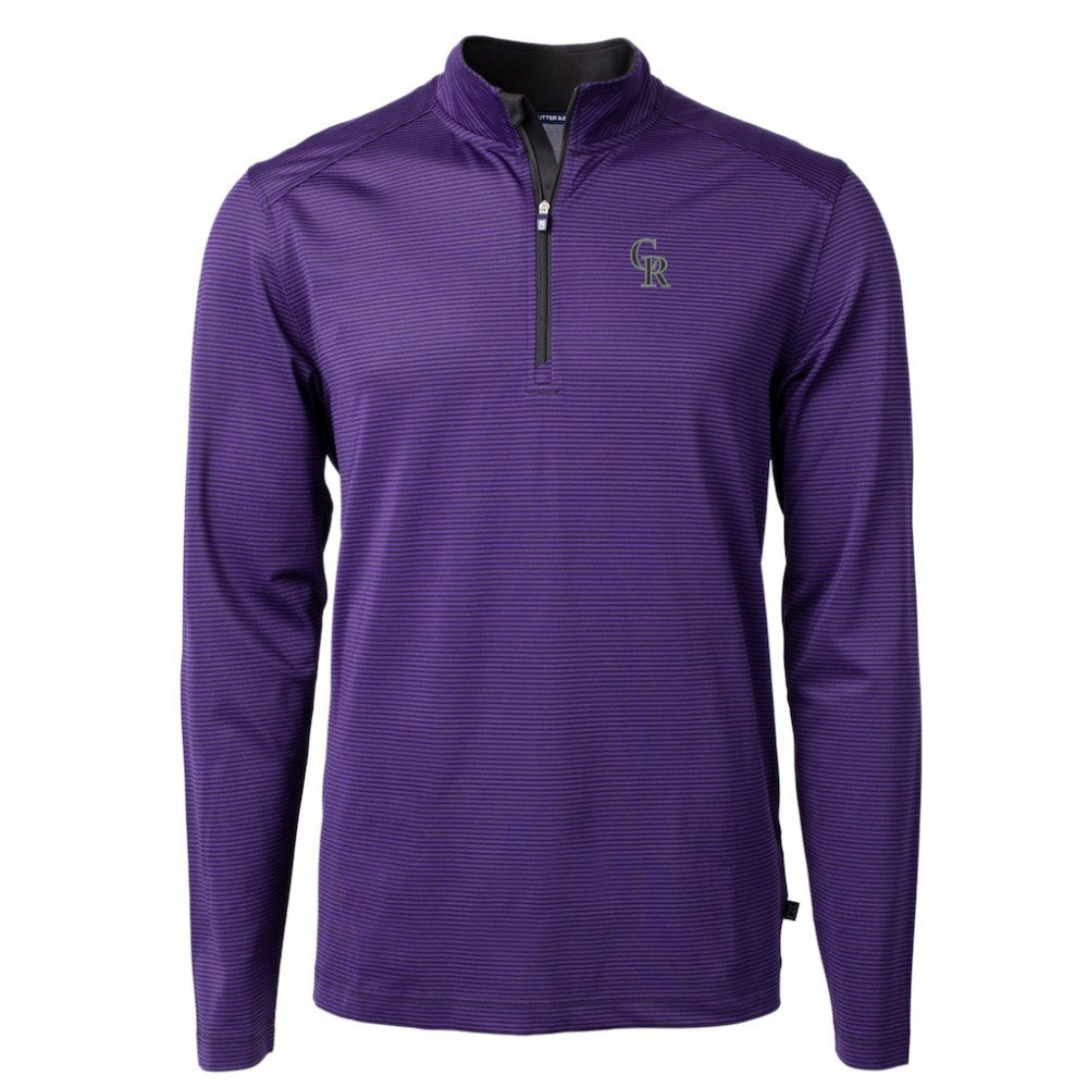 Colorado Rockies Cutter & Buck Virtue Eco Pique Micro Stripe Recycled Quarter-Zip Pullover Top Online