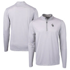 Colorado Rockies Cutter & Buck Virtue Eco Pique Micro Stripe Recycled Quarter-Zip Pullover Top Sale