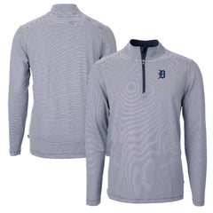 Detroit Tigers Cutter & Buck Virtue Eco Pique Micro Stripe Recycled Quarter-Zip Pullover Top discount