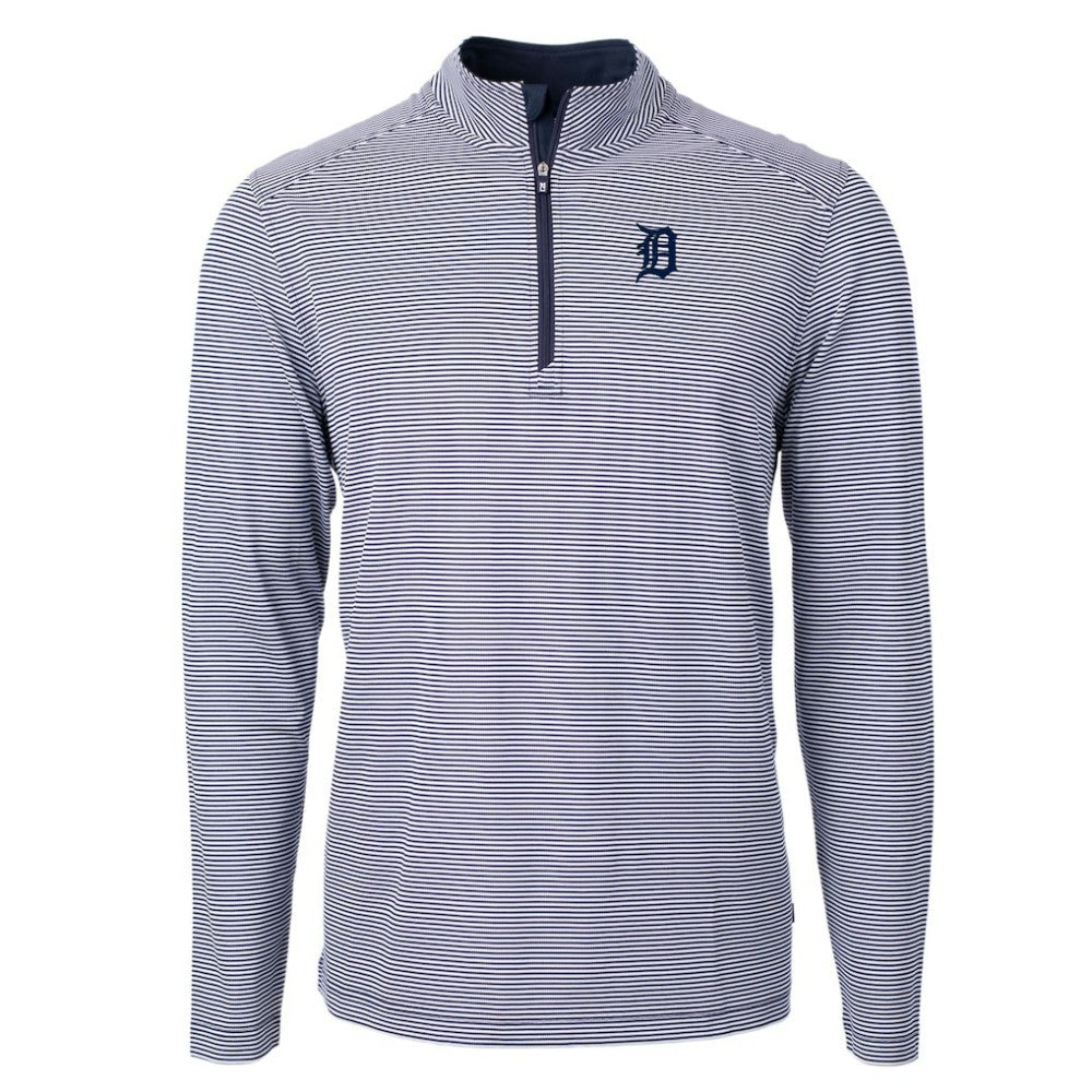 Detroit Tigers Cutter & Buck Virtue Eco Pique Micro Stripe Recycled Quarter-Zip Pullover Top discount
