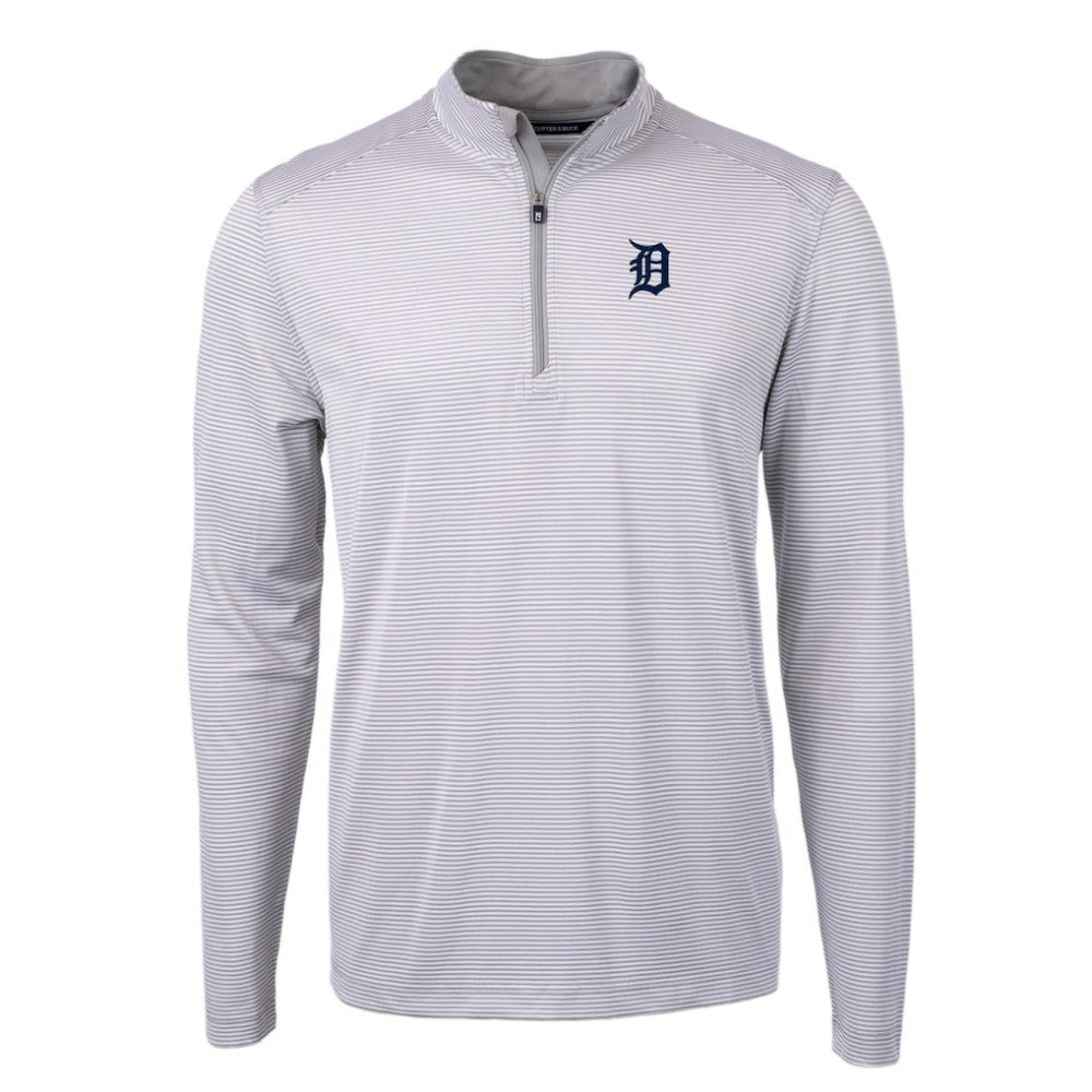 Detroit Tigers Cutter & Buck Virtue Eco Pique Micro Stripe Recycled Quarter-Zip Pullover Top Online