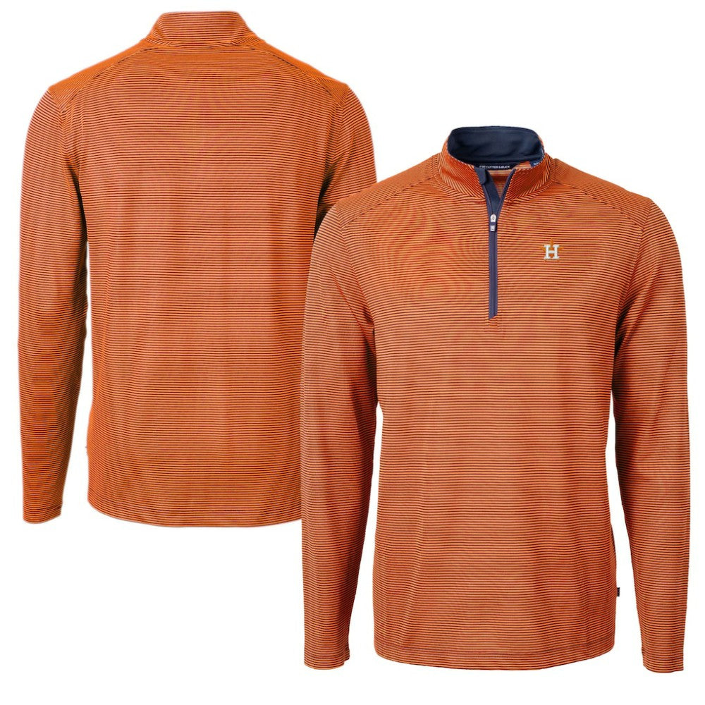 Houston Astros Cutter & Buck Virtue Eco Pique Micro Stripe Recycled Quarter-Zip Pullover Top Online