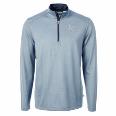Kansas City Royals Cutter & Buck Virtue Eco Pique Micro Stripe Recycled Quarter-Zip Pullover Top Lifestyle