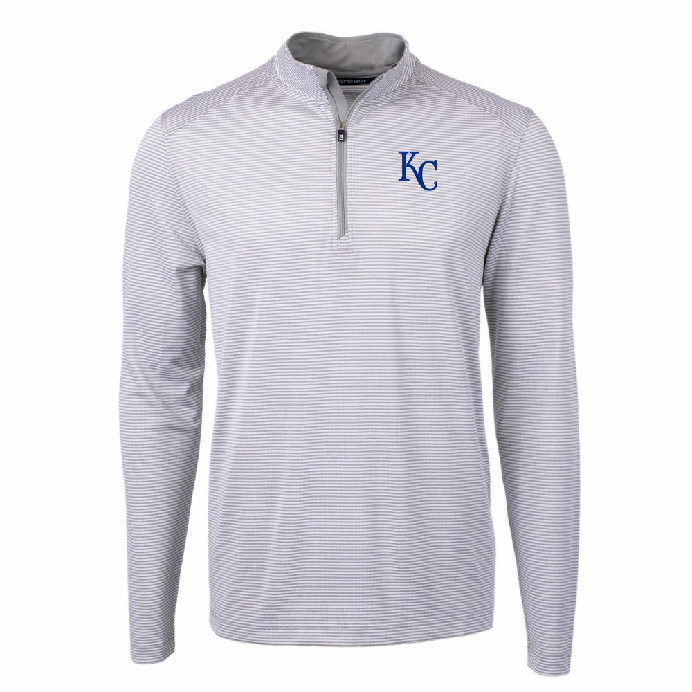 Kansas City Royals Cutter & Buck Virtue Eco Pique Micro Stripe Recycled Quarter-Zip Pullover Top discount