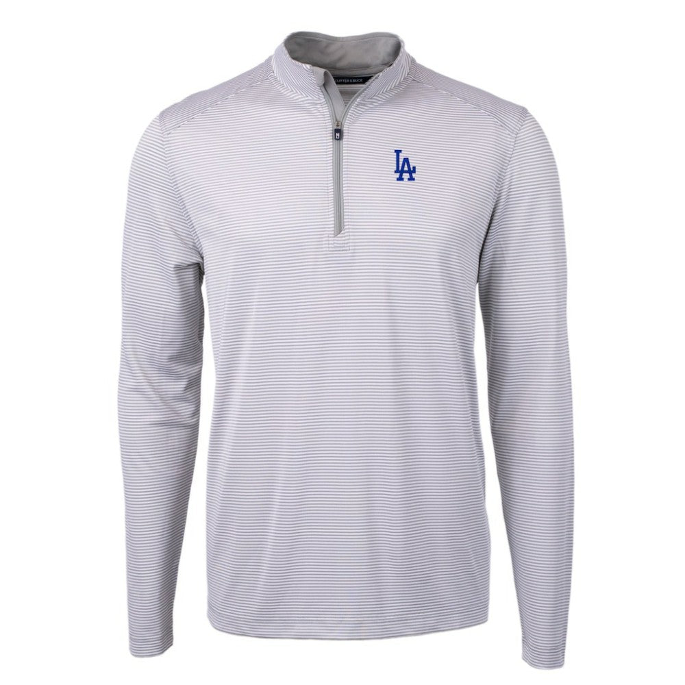Los Angeles Dodgers Cutter & Buck Virtue Eco Pique Micro Stripe Recycled Quarter-Zip Pullover Top On Sale