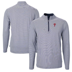 Philadelphia Phillies Cutter & Buck Virtue Eco Pique Micro Stripe Recycled Quarter-Zip Pullover Top Near Me