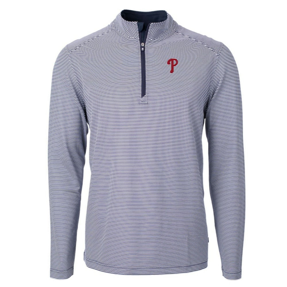 Philadelphia Phillies Cutter & Buck Virtue Eco Pique Micro Stripe Recycled Quarter-Zip Pullover Top Near Me