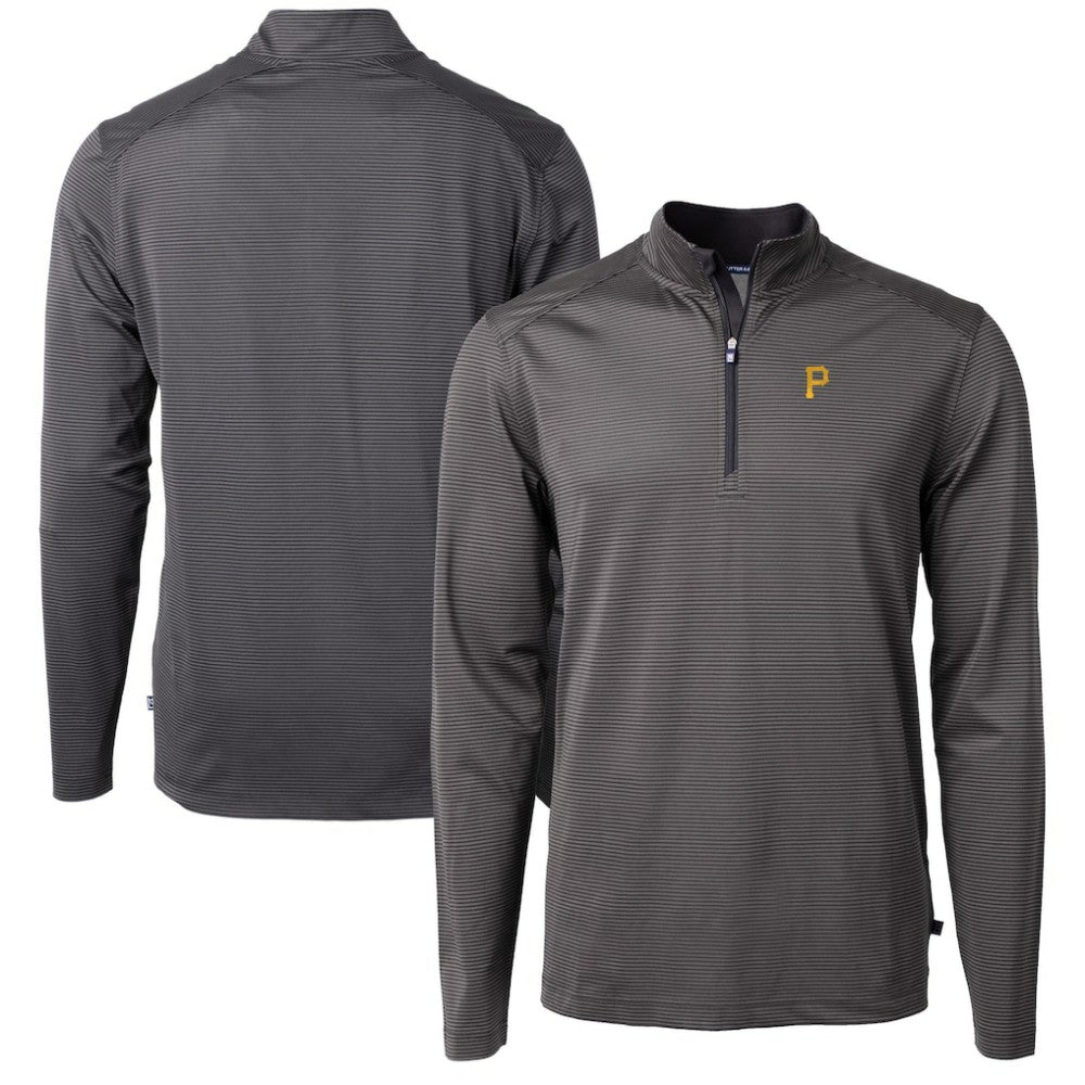 Pittsburgh Pirates Cutter & Buck Virtue Eco Pique Micro Stripe Recycled Quarter-Zip Pullover Top Sale