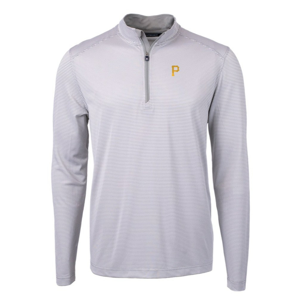 Pittsburgh Pirates Cutter & Buck Virtue Eco Pique Micro Stripe Recycled Quarter-Zip Pullover Top On Sale