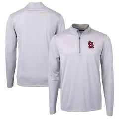 St. Louis Cardinals Cutter & Buck Virtue Eco Pique Micro Stripe Recycled Quarter-Zip Pullover Top discount