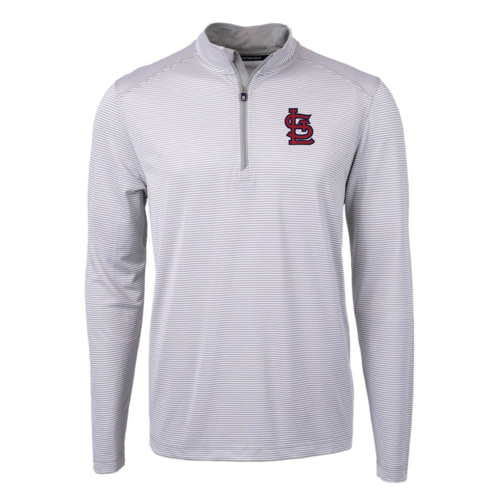 St. Louis Cardinals Cutter & Buck Virtue Eco Pique Micro Stripe Recycled Quarter-Zip Pullover Top discount