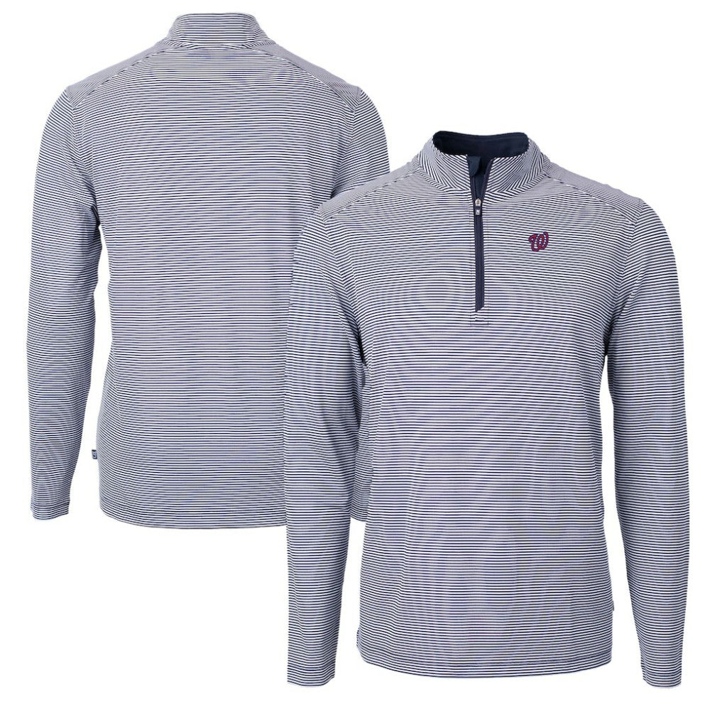 Washington Nationals Cutter & Buck Virtue Eco Pique Micro Stripe Recycled Quarter-Zip Pullover Top Sale