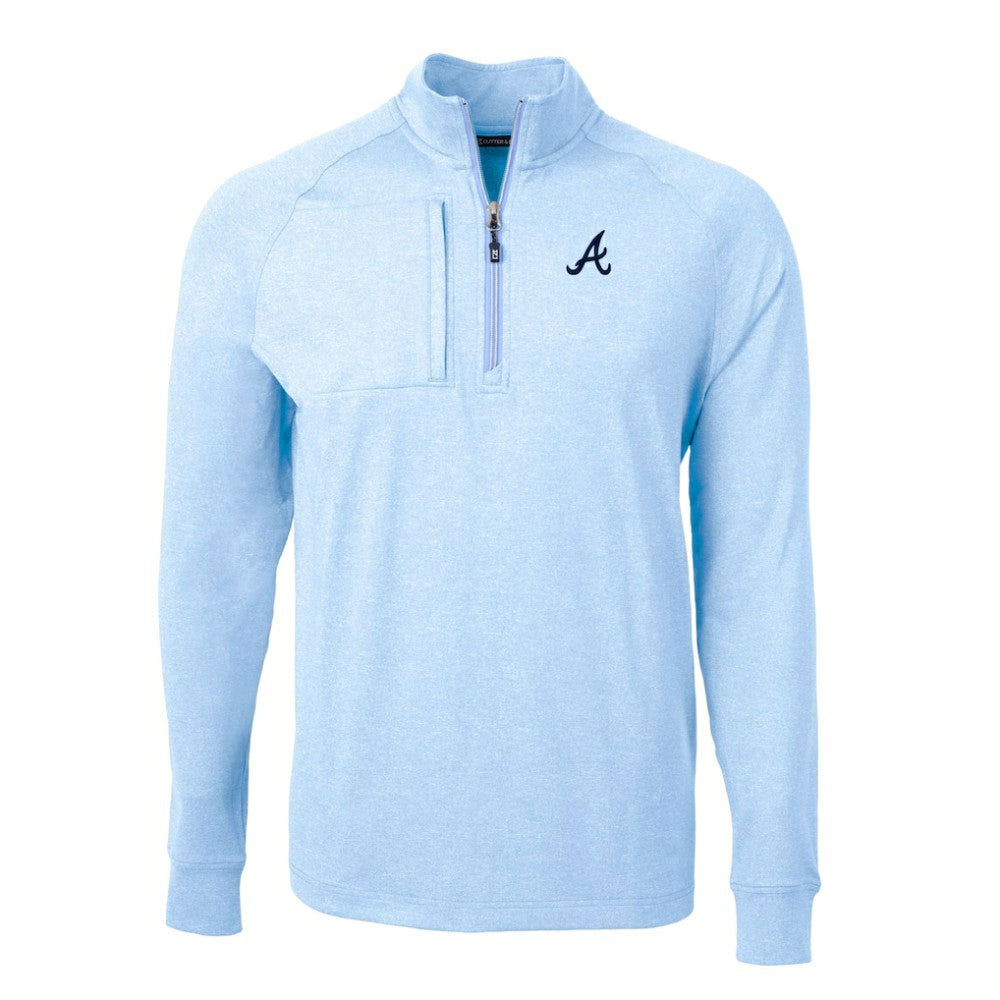 Atlanta Braves Cutter & Buck Adapt Eco Knit Stretch Recycled Quarter-Zip Pullover Top Lifestyle