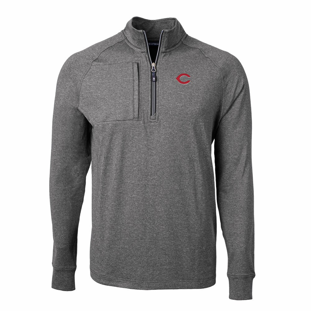 Cincinnati Reds Cutter & Buck Adapt Eco Knit Stretch Recycled Quarter-Zip Pullover Top for sale